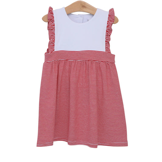 Girls Striped Ruffle Dresses Pink Poodle Designz