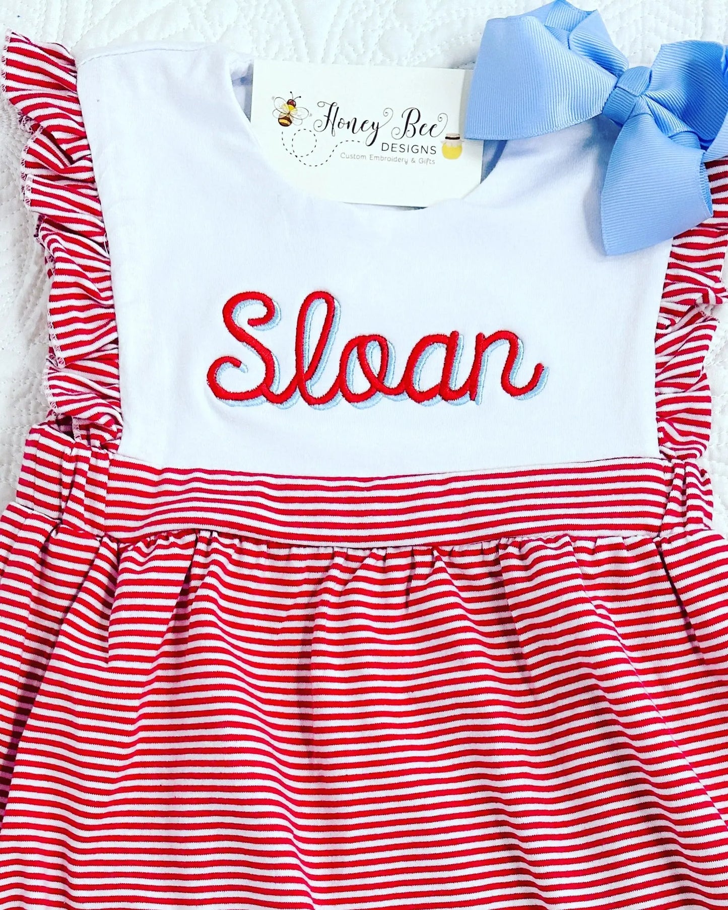 Girls Striped Ruffle Dresses Pink Poodle Designz