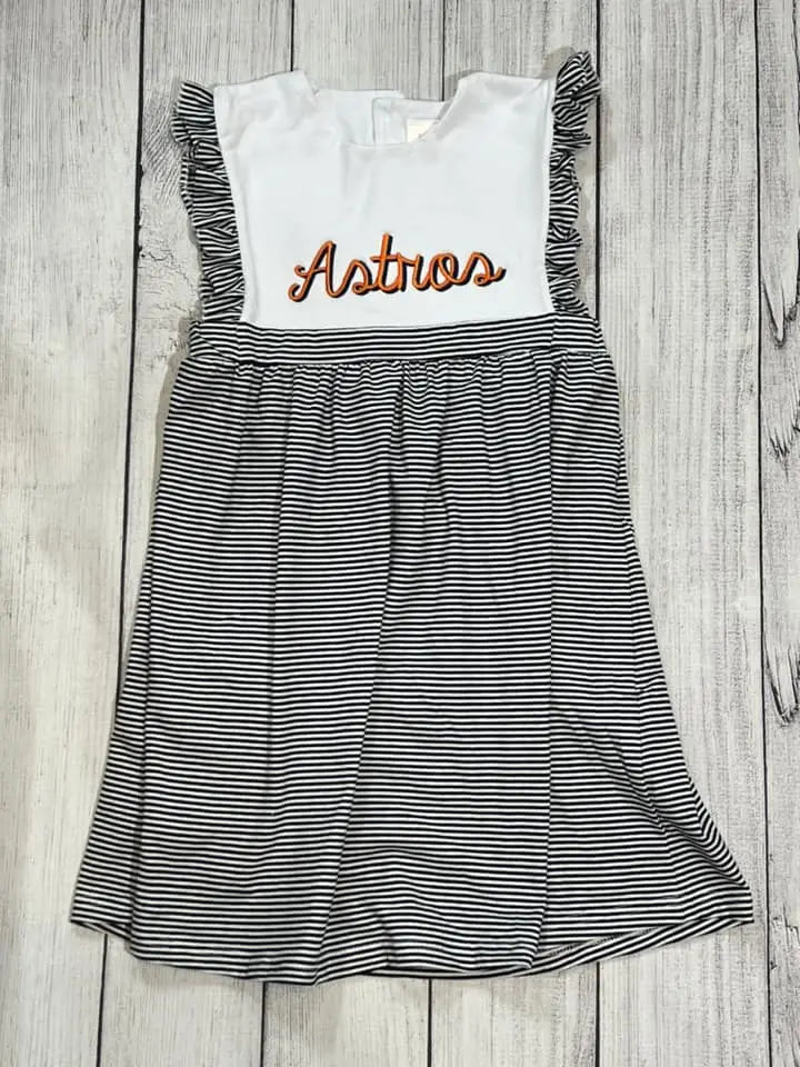 Girls Striped Ruffle Dresses Pink Poodle Designz