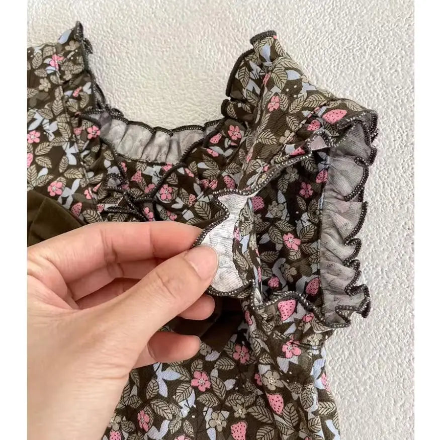 Girls Vintage- Look Floral 2 Piece Set Pink Poodle Designz