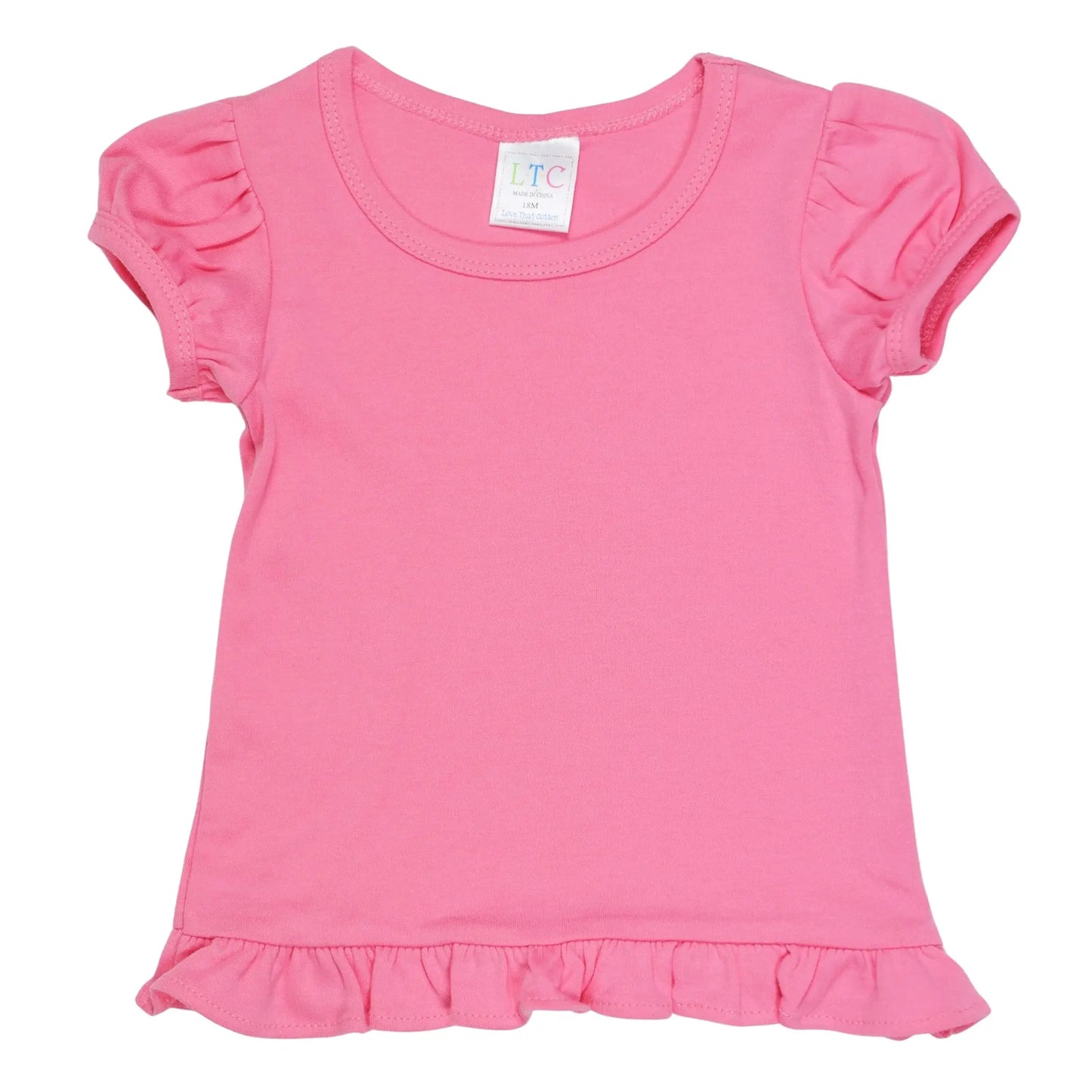 Girls' Short Sleeve Ruffle Tee Pink Poodle Designz