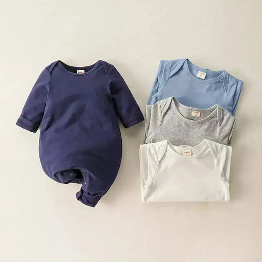 Infant/Baby Solid Long Sleeve Ivory Jumpsuit Unisex Pink Poodle Designz