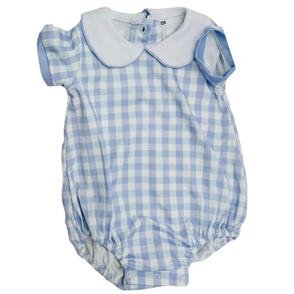 Infant Gingham Collared Bubble Pink Poodle Designz