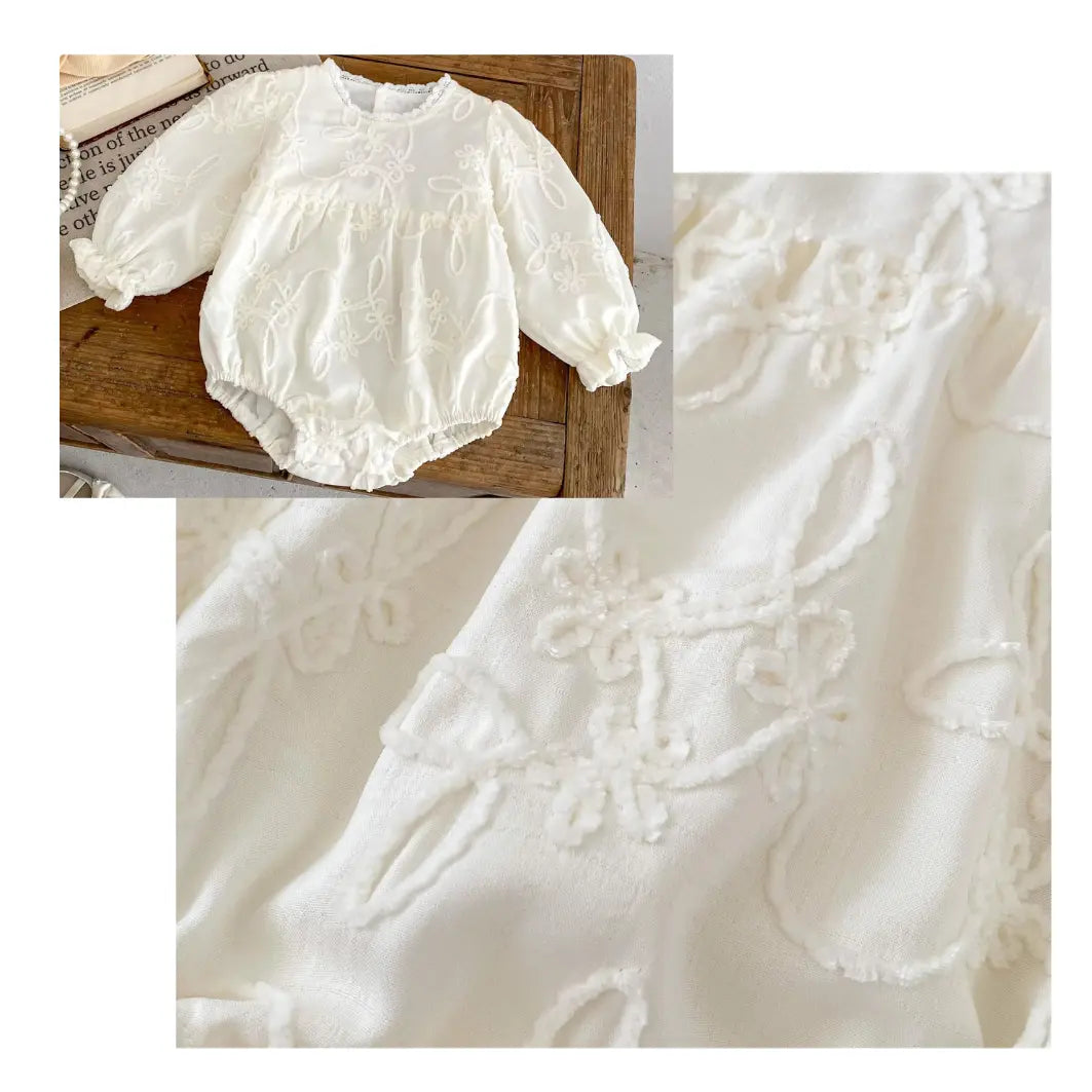 Infant Girl Round Neck Lace Romper Pink Poodle Designz