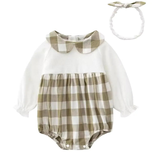 Infant Long Sleeve Plaid Bubble Set Pink Poodle Designz