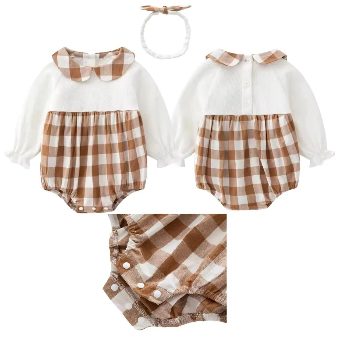 Infant Long Sleeve Plaid Bubble Set Pink Poodle Designz