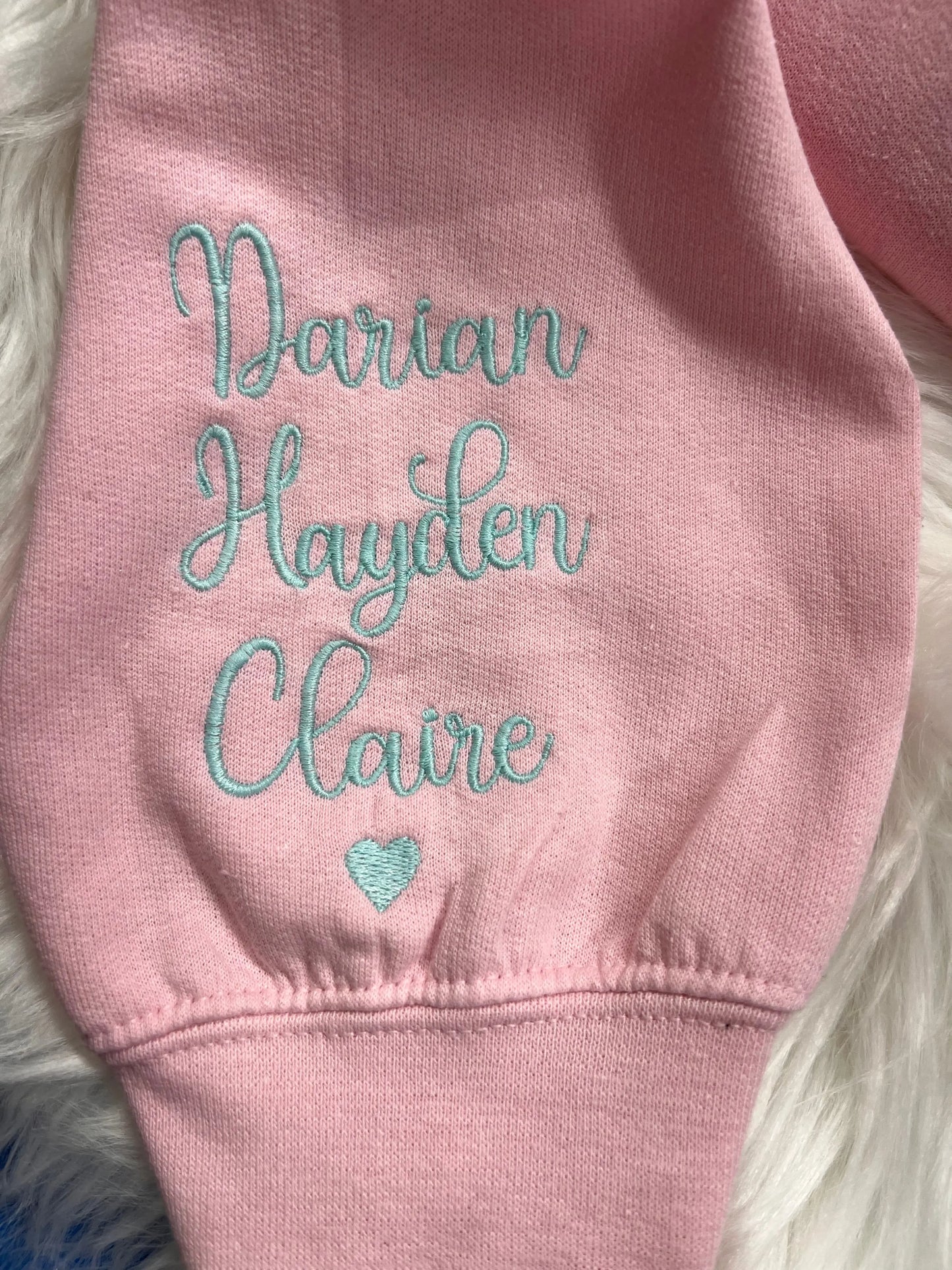 Keepsake Mama Crewneck Sweatshirt, Personalized Embroidered Applique Pink Poodle Designz