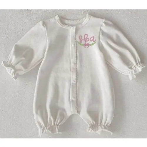 Long Sleeve Baby Girl Romper Pink Poodle Designz