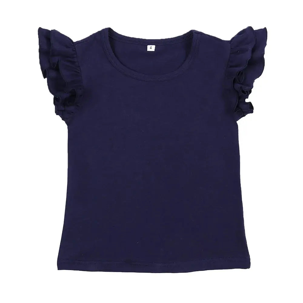 Navy Double Flutter T Shirt Pink Poodle Designz