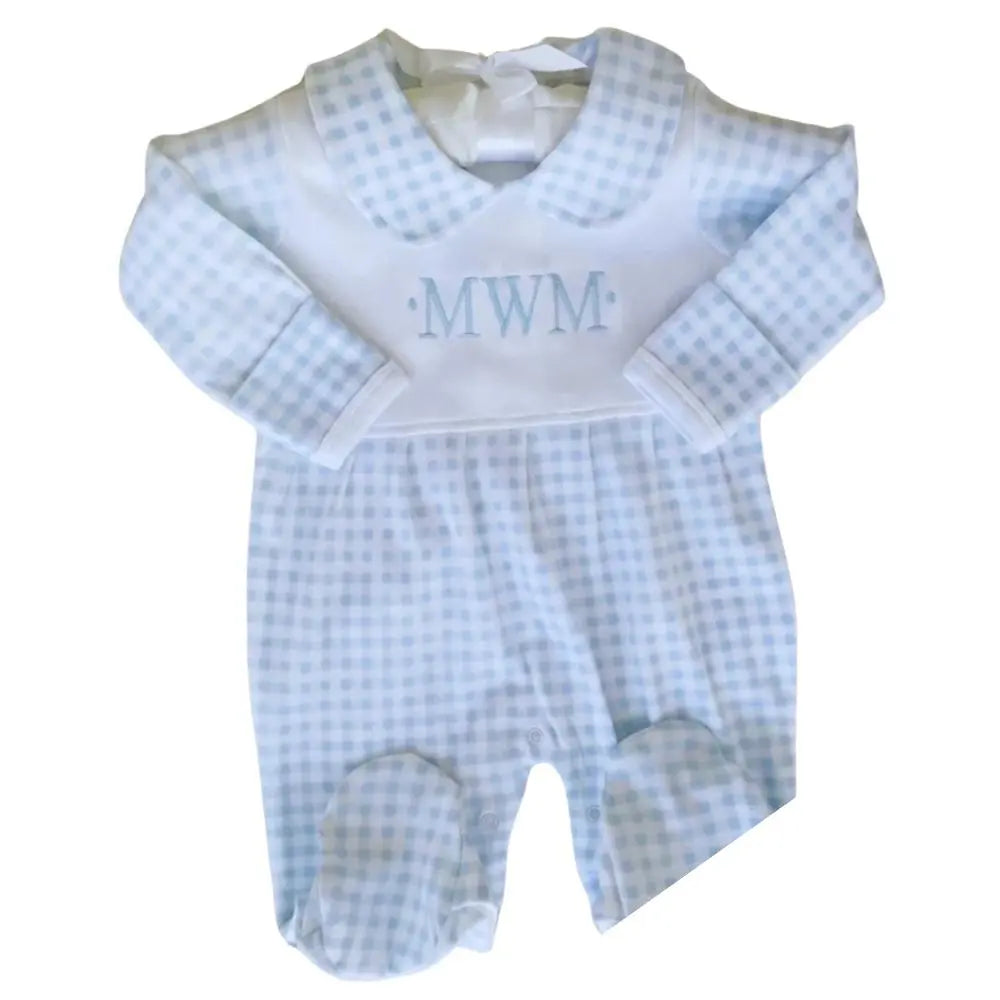Newborn Boutique Style Collar Footies with Bib Detail Little Blanks