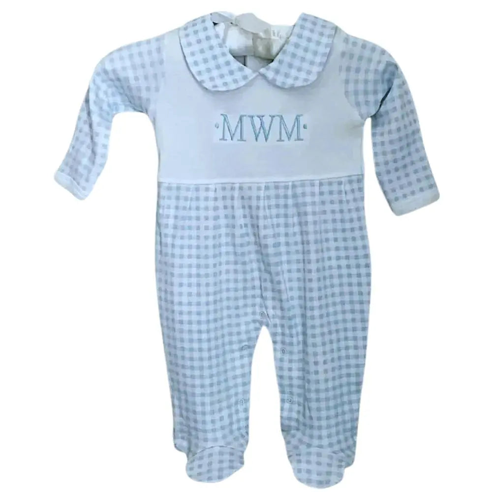 Newborn Boutique Style Collar Footies with Bib Detail Little Blanks