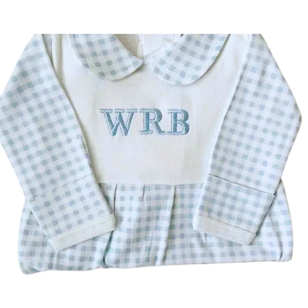 Newborn Boutique Style Collar Footies with Bib Detail Little Blanks