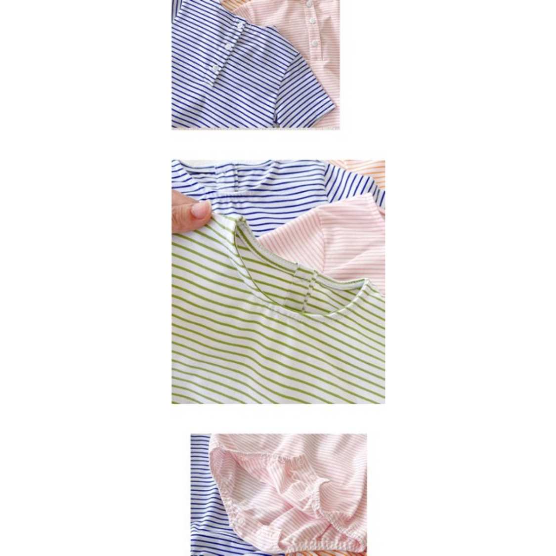 Newborn Minimalist Striped Short Sleeve Romper Pink Poodle Designz