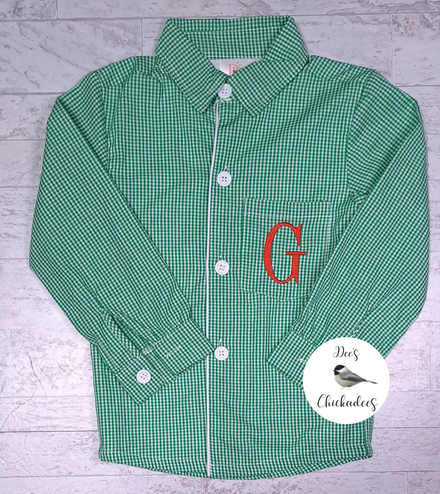 PPD Boutique Christmas 2023 Boy’s Green Gingham Collection Pink Poodle Designz