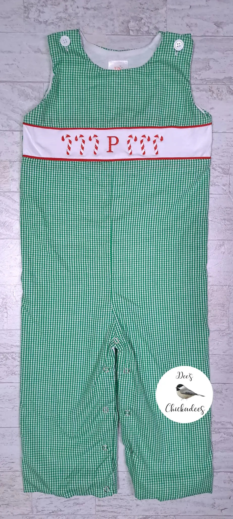 PPD Boutique Christmas 2023 Boy’s Green Gingham Collection Pink Poodle Designz