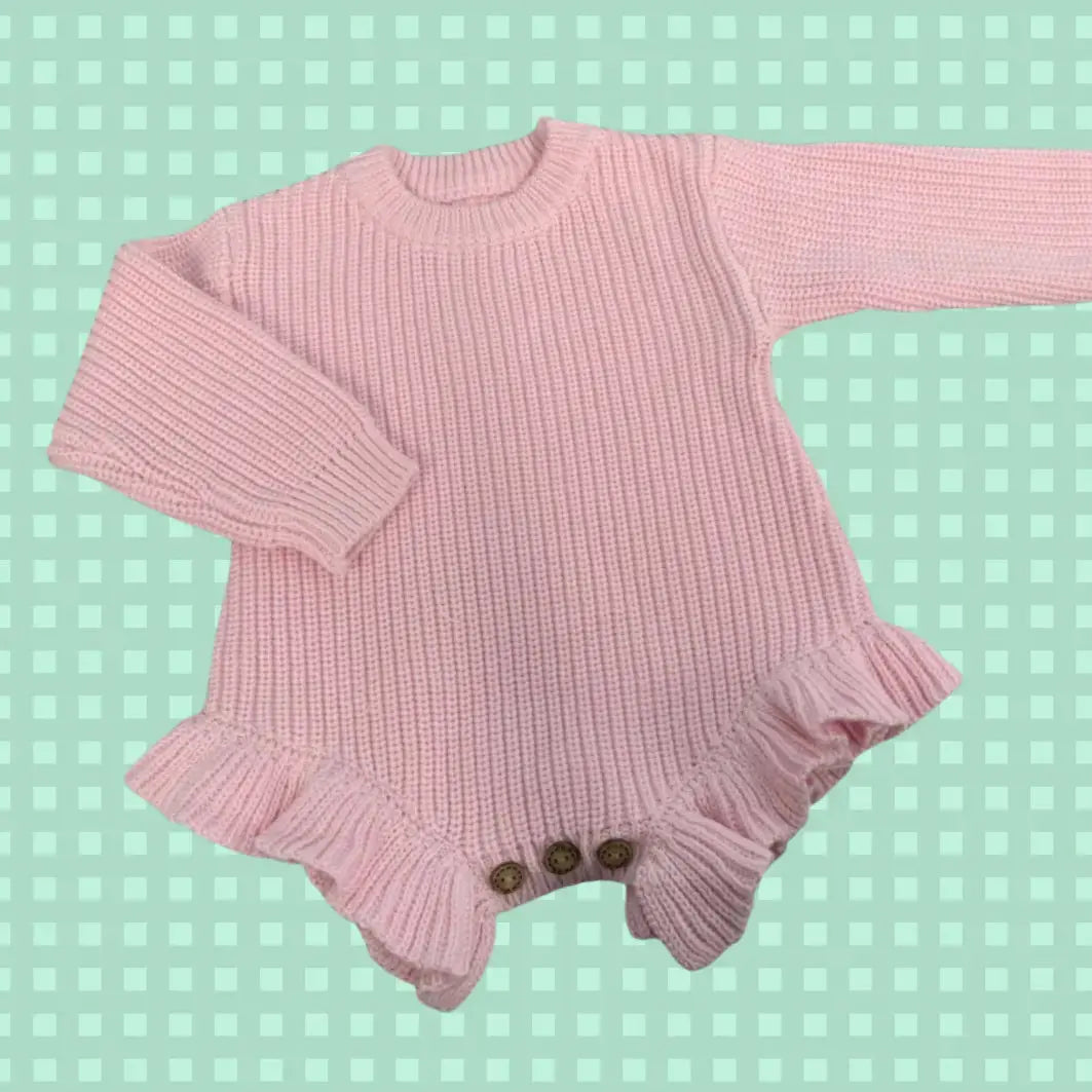 Preorder Infant Long Sleeve Knit Sweater Romper Pink Poodle Designz