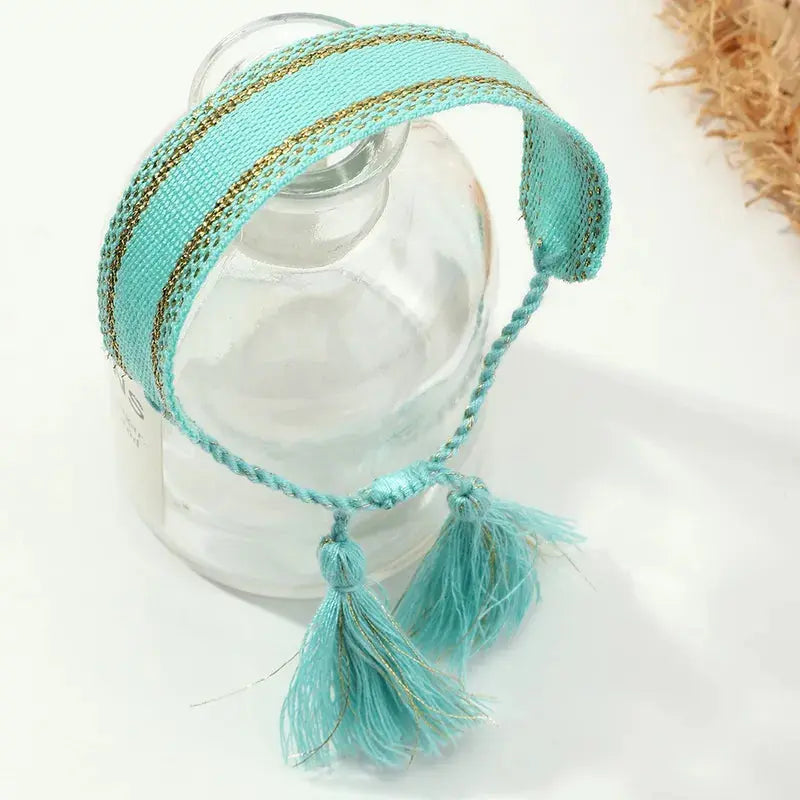 Retro Wrist Strap Ribbon Hand-Woven Tassel Bracelet Pink Poodle Designz
