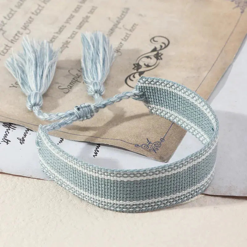 Retro Wrist Strap Ribbon Hand-Woven Tassel Bracelet Pink Poodle Designz