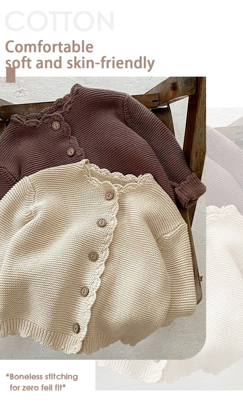 Scallop Edge Cardigan Sweaters Pink Poodle Designz