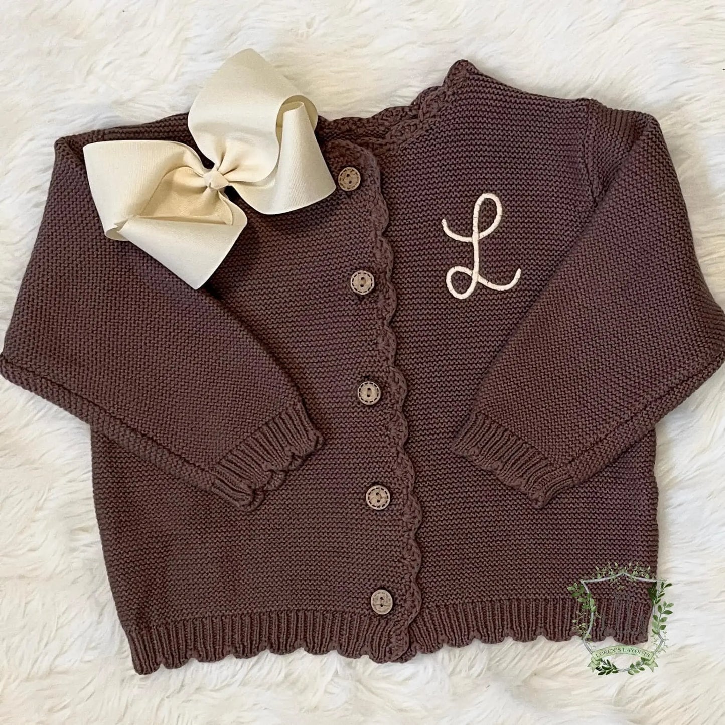 Scallop Edge Pima Cotton Cardigan Sweaters Pink Poodle Designz