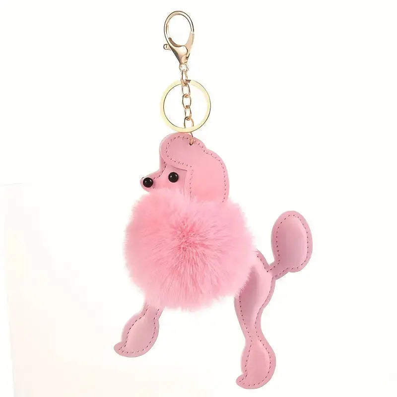 Sweet Pink Poodle Puff Keychain Pink Poodle Designz