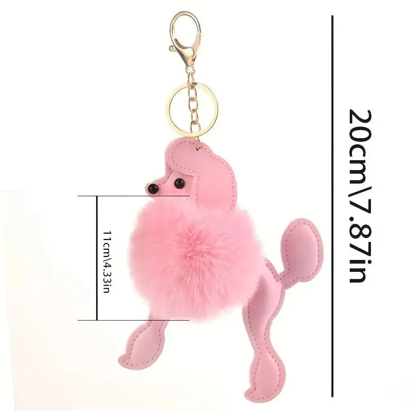 Sweet Pink Poodle Puff Keychain Pink Poodle Designz