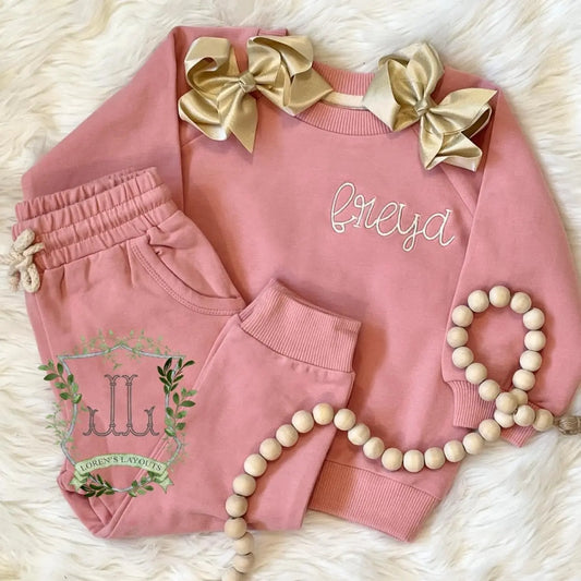 Unisex 2-Piece Set Hoodie Jogger Pants Set (Lilac, Pink, Blue, Green) Pink Poodle Designz