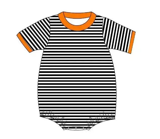 PREORDER- Girls Black & White Stripe Fall Dress & Bubble Trimmed in Orange ****CLOSES 7/22***** Pink Poodle Designz