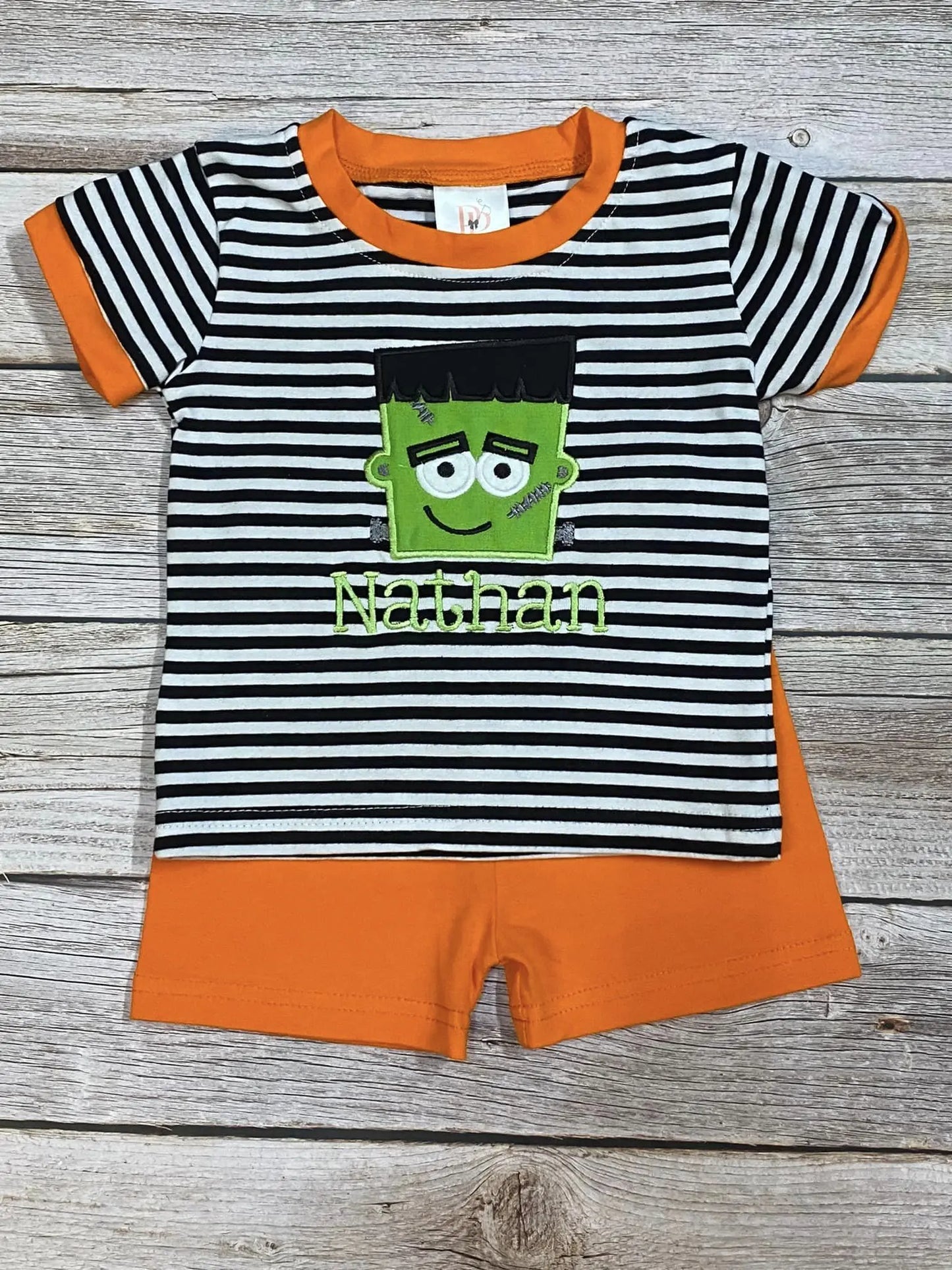 Unisex Black & White Stripe Fall Bubble Trimmed in Orange Pink Poodle Designz