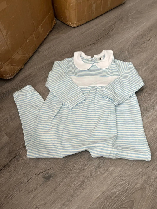 Unisex Infant Blue Stripe Romper Adriana's Blanks