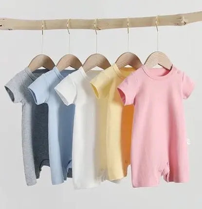 Unisex Knit Newborn Short Sleeve Romper Pink Poodle Designz