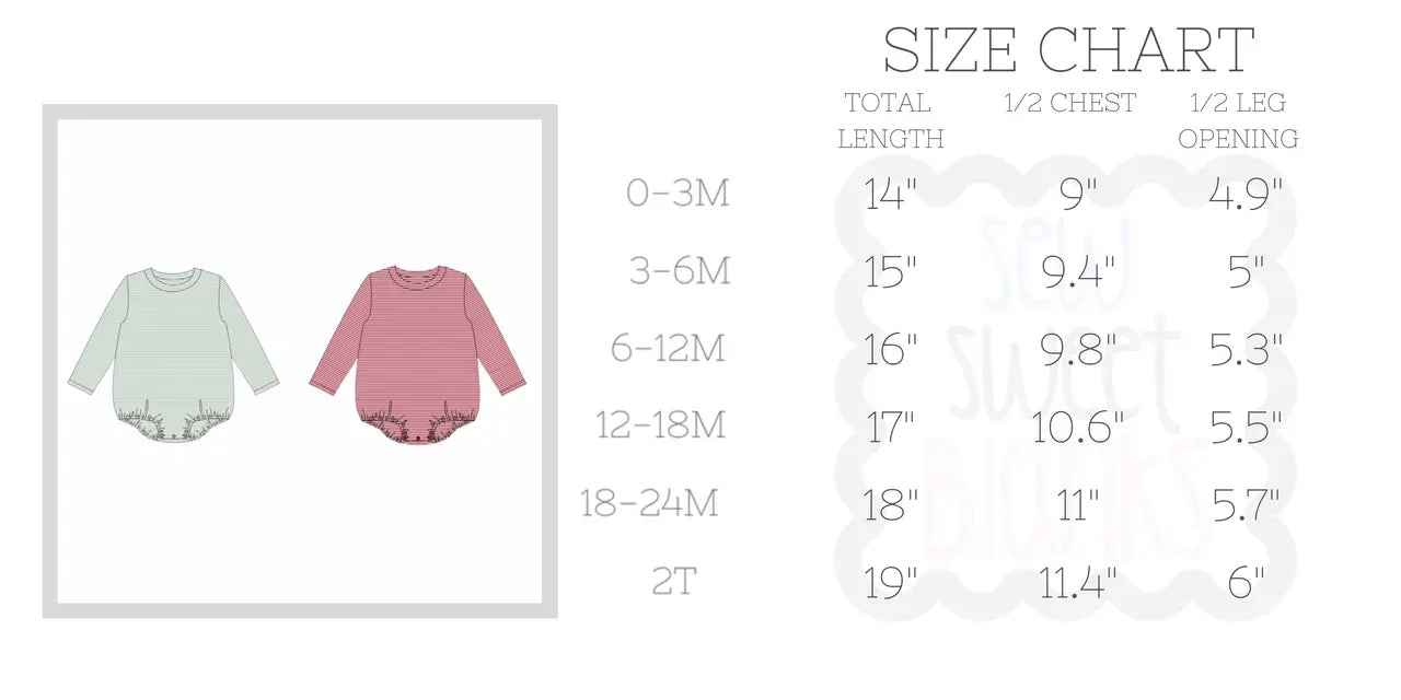 Unisex Long Sleeve Striped Baby Bubble Sew Sweet Blanks