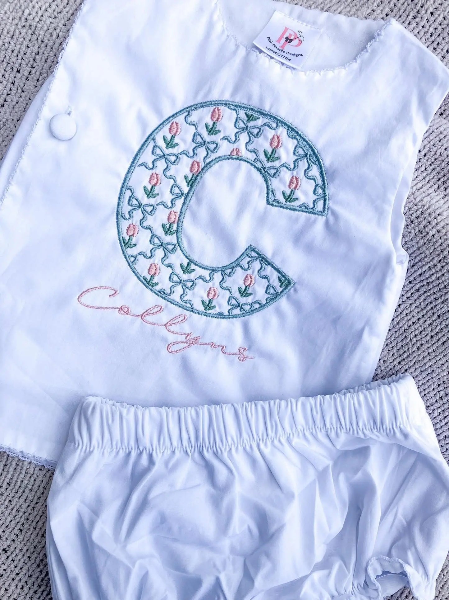 Unisex Vintage Style Diaper Sets Pink Poodle Designz