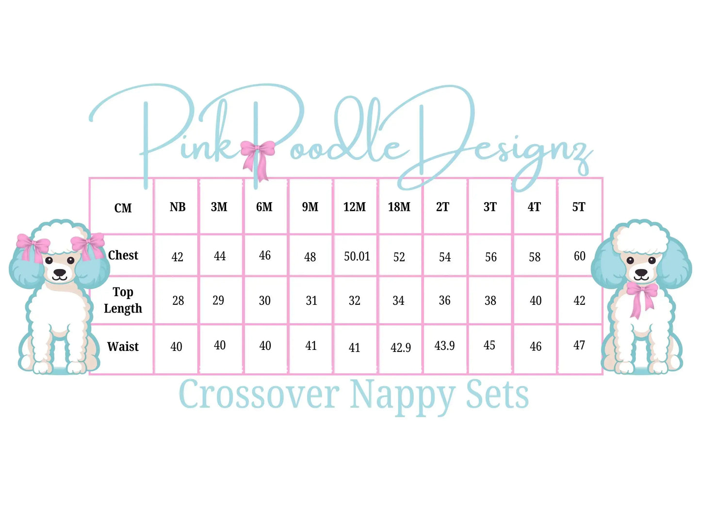 White Crossover Nappy Diaper Sets Pink Poodle Designz