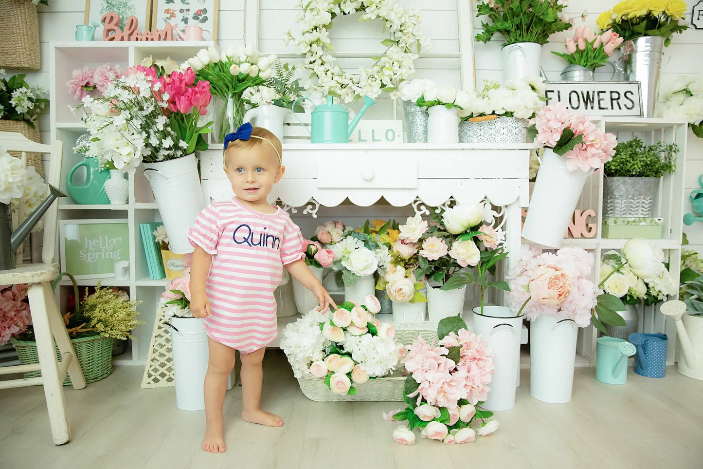 Bubble Gum Pink/White Stripe Ruffle Bodysuit Pink Poodle Designz