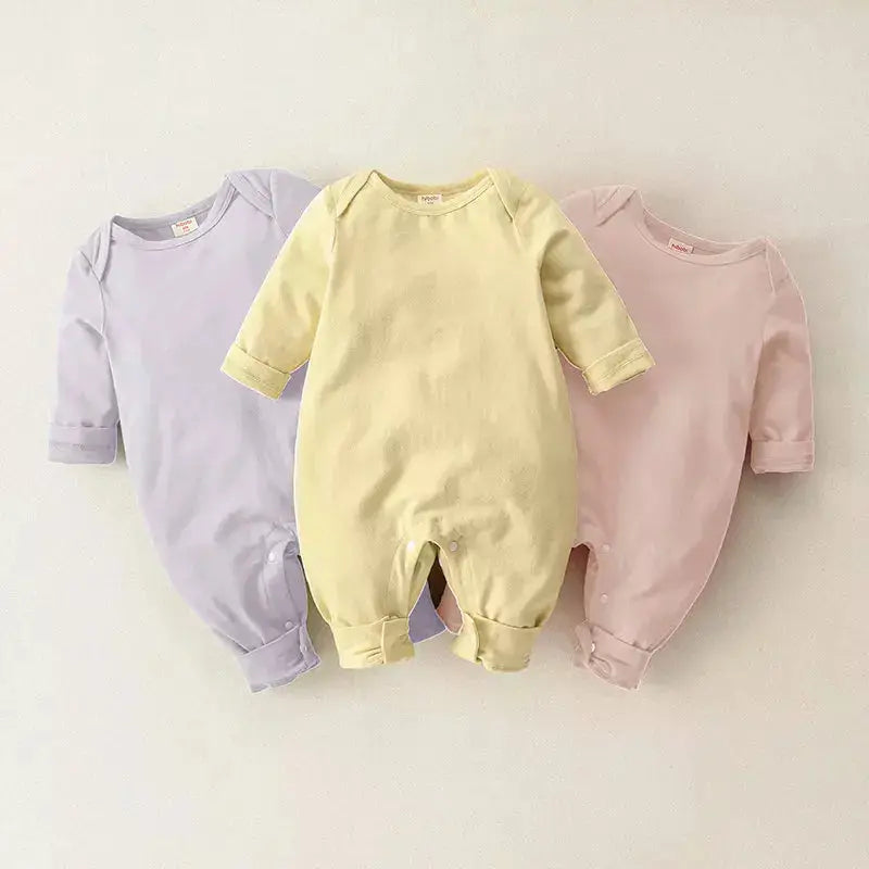 Wholesale Infant/Baby Solid Long Sleeve Jumpsuit Unisex Pink Poodle Designz
