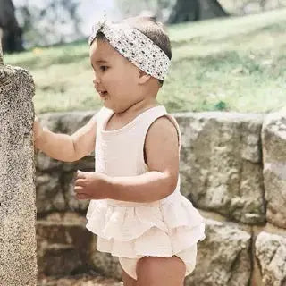 Peplum Sunsuit Ruffle Muslin Romper Pink Poodle Designz