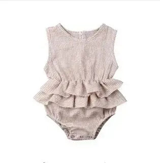 Peplum Sunsuit Ruffle Muslin Romper Pink Poodle Designz