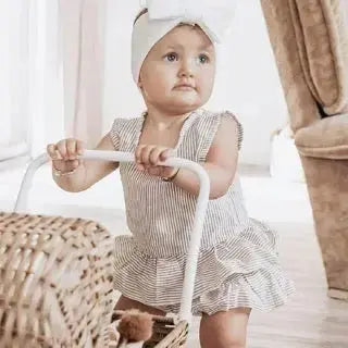 Peplum Sunsuit Ruffle Muslin Romper Pink Poodle Designz