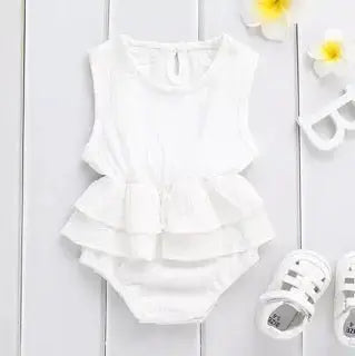 Peplum Sunsuit Ruffle Muslin Romper Pink Poodle Designz