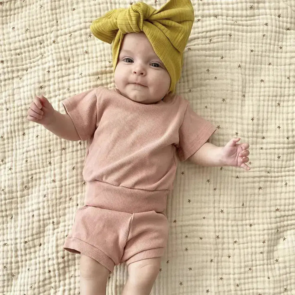 Copy of Blue Unisex Ribbed Infant Short Sets Pink Poodle Designz