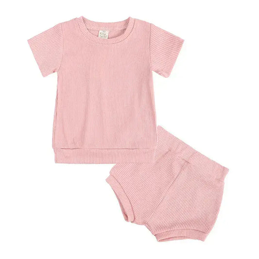 Copy of Blue Unisex Ribbed Infant Short Sets Pink Poodle Designz