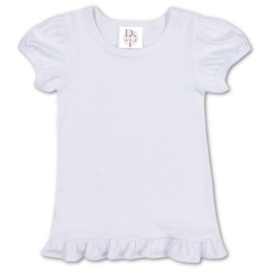 Back To School Embroidered Girl's White Boutique Ruffle Tee Pink Poodle Designz