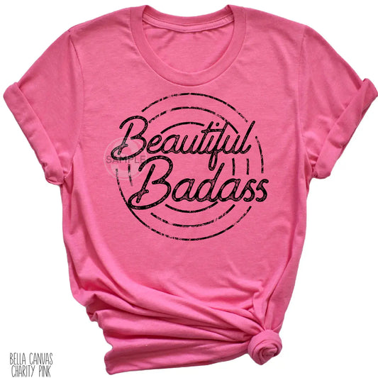 Beautiful Badass Short Sleeve Tee Pink Poodle Designz