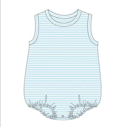 Blue Knit Stripe Unisex Bubble Bayou Blanks