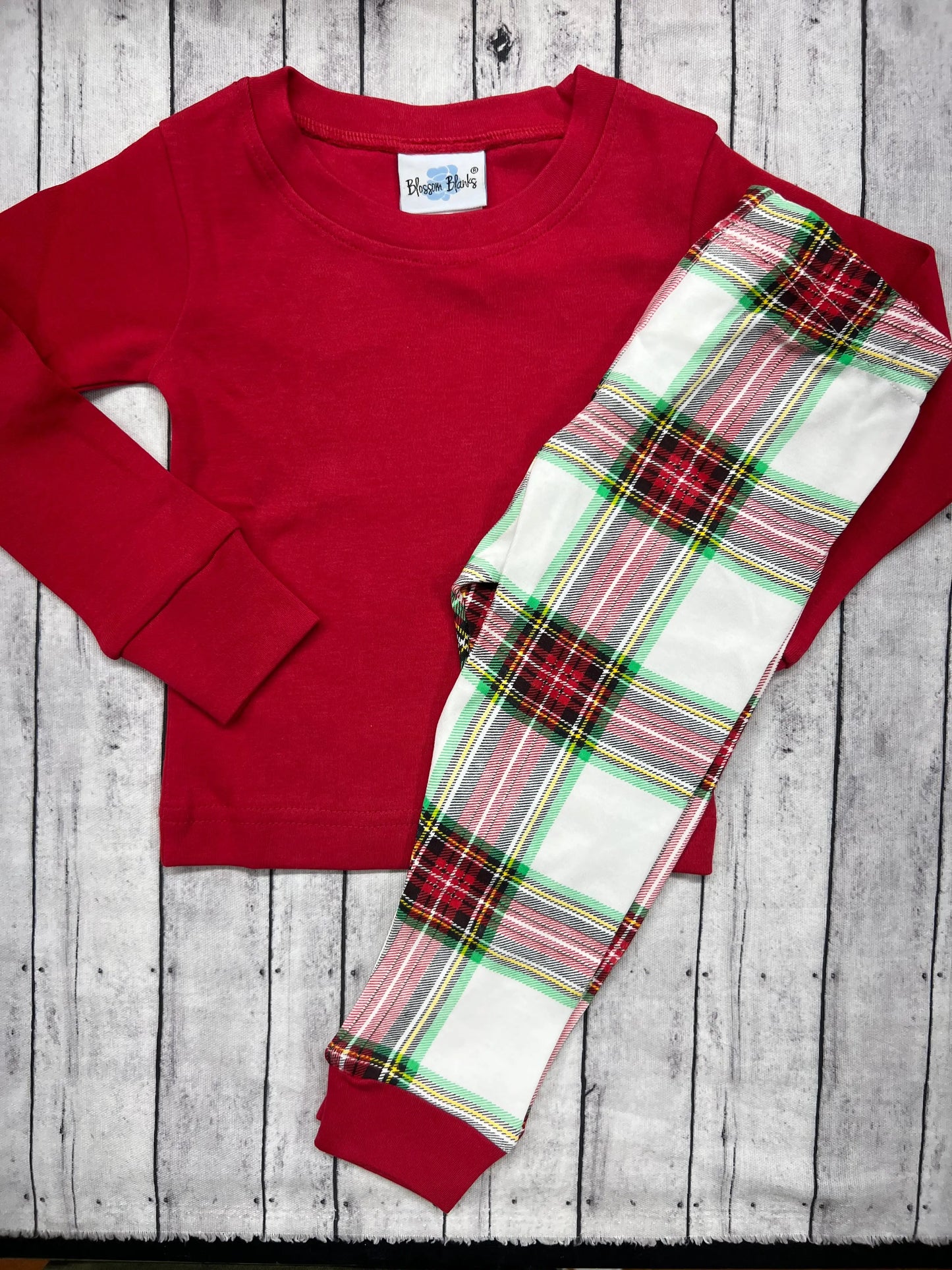 Christmas Red & Plaid Unisex Pajamas Bayou Blanks