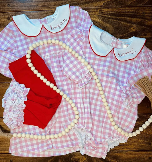 Copy of Boutique Girls Checkered Ruffle Set Pink Poodle Designz