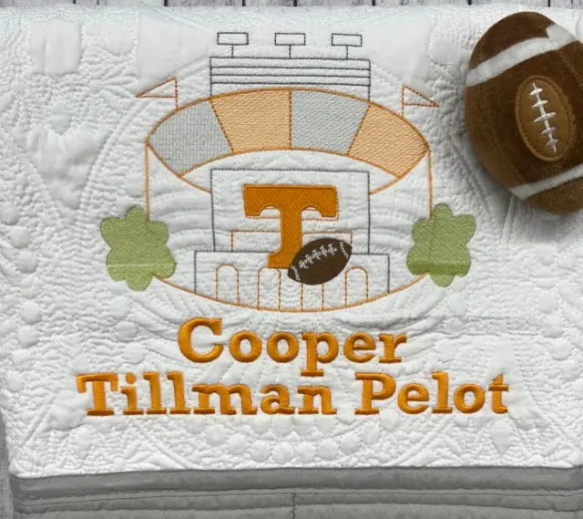 Custom Order UT Vols Personalized Heirloom Quilt/ Infant Quilt Pink Poodle Designz