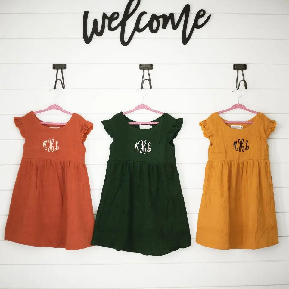 Flutter Sleeve Muslin Dress Little Miss Petals