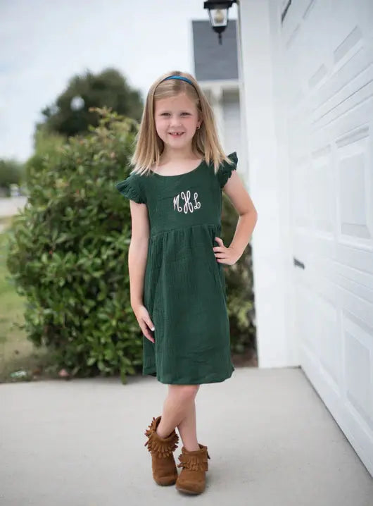 Flutter Sleeve Muslin Dress Little Miss Petals